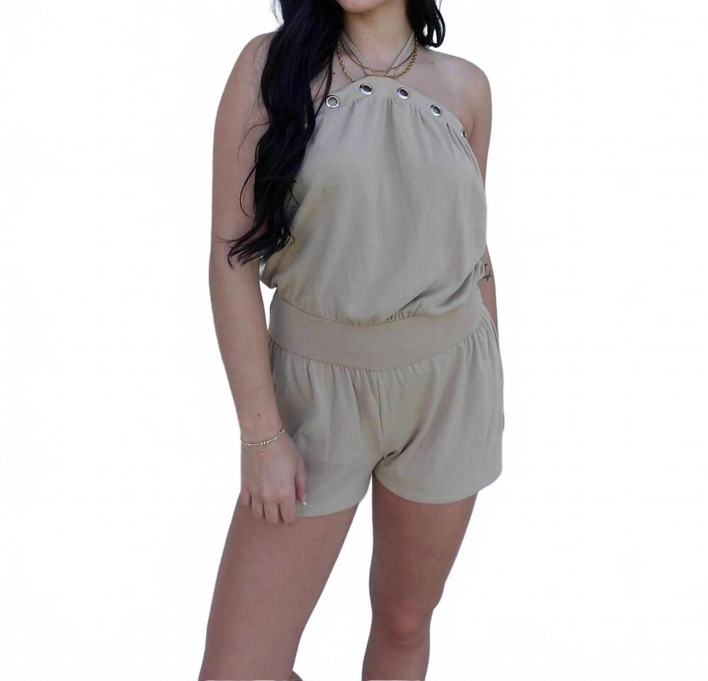NEW LE LIS the bali breeze romper in tan